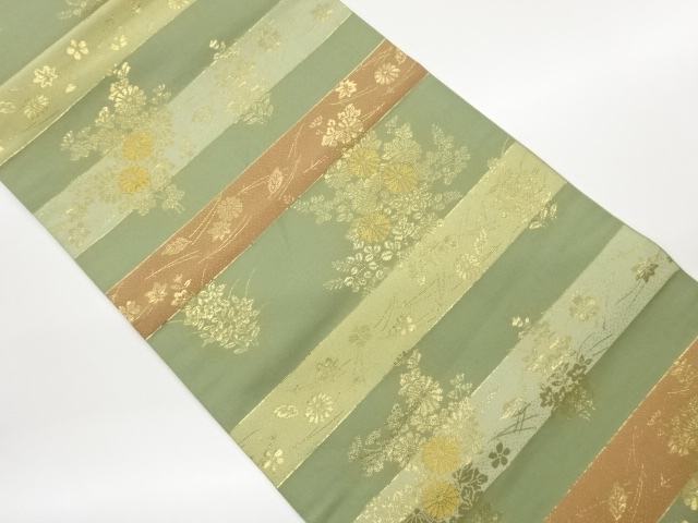 JAPANESE HIRAKI NAGOYA OBI / WOVEN FUKIYOSE PATTERN
